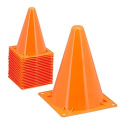 Relaxdays pylonnen set van 20, voor kinderen, voetbal, training, 18 cm, afzetkegel, markeerkegel, hondensport, oranje