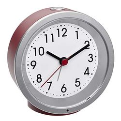 TFA Dostmann Analogue Alarm Clock 60.1034.05 Non-Ticking with Backlight Red, (L) 103 x (B) 39 x (H) 99 mm