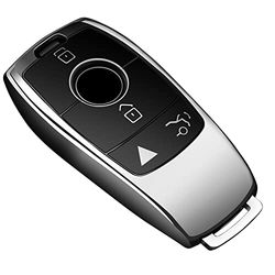 Tukellen for Mercedes Benz Key fob Cover,Special Soft TPU Key Case Protector Compatible with 2017-2023 E-Class 2018-2021 S-Class 2019-2023 A-Class C-Class G-Class-Silver