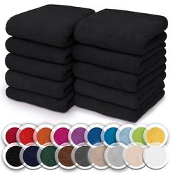 NatureMark Pack of 10 Wash Cloths | 100% Cotton | Terry Cloth Flannels | Size 30 x 30 cm | Terry Cloth Flannels in Pack of 10 Colour: Black