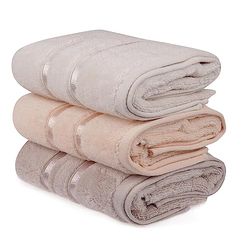 Ensemble de serviettes (3 pièces) jaune clair, lilas clair et saumon