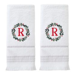 SKL Home Wreath Monogram Lot de 2 essuie-Mains à Monogramme, R