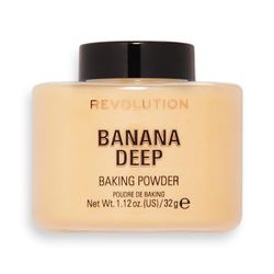 Revolution Beauty London, löst bakpulver, förlänger sminkklädsel, bananinställning djupt, för medelstora till mörka hudtoner, 32 g