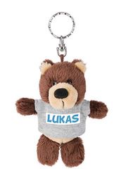 NICI 44682 sleutelhanger beer met T-shirt Lukas 10cm, bruin