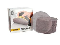 Mirka Abranet net sanding disc Ø 150 mm Grip / Grit P500 / 50 pcs / for sanding wood, filler, varnish, plastic / 5424105051