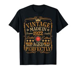 Decoraciones vintage de 102 cumpleaños vintage 1922 102 cumpleaños Camiseta