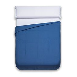 Sancarlos - Funda nórdica lisa, 100% Algodón, Color azul marino, Cama de 105 cm