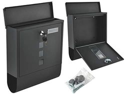 Iso Trade Design Mailbox Large, Steel Metal, Outdoor, Front Door Mail Boxes Black 6244 marca