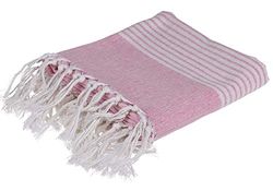 Out of the blue Asciugamano Fouta (Sauna & Spiaggia), 80% Cotone & 20% Poliestere, Rosa/Bianco, 80 x 170 cm