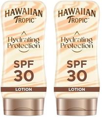 Hawaiian Tropic Hydrating Protection Sunscreen Lotion, Water Resistant SPF 30 UVA Plus UVB Protection Suncream, 12-Hour Moisturising Sun Lotion with Cocoa and Shea Butter, 180 ml (Pack of 2)