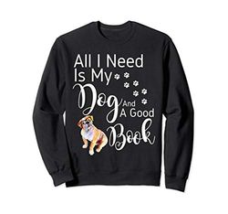 Old English Bulldog Gift Reading Book Love My Dog Design Sweatshirt