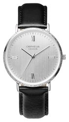 Orphelia Fashion Relógio de pulso analógico para homem Alium com correia de couro, Preto/prateado, Correia