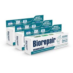 Biorepair, Dentifricio Scudo Attivo, Attacco Immediato ai Batteri, Difesa Continua dello Smalto - Confezione da 3 Pezzi