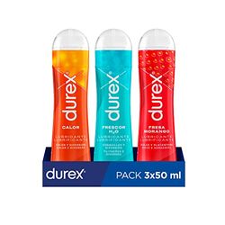 Durex Pack Lubricante Fresa, Efecto Calor y Efecto Frio