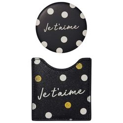 DRAEGER PARIS 1886 - Miroir Rond de Poche Je t'aime - Format Compact 8,5 x 8 cm avec Étui - Accessoire Féminin & Pratique - Cadeau Original et Personnalisé - Style Tendance pour Sac à Main