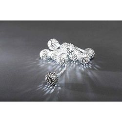Konstsmide 3188-303, grinalda LED com bolas de metal (10 diodos de branco frio, funciona com 3 pilhas AA de 1,5 V, cabo transparente)
