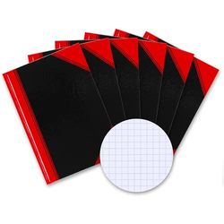 Bantex Lot de 6 carnets A4 quadrillés 192 pages 70 g/m² Couverture rigide Noir