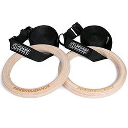 POWER GUIDANCE Anillas de Gimnasia Olímpico Profesional con Hebillas Ajustables para Entrenamiento (WOOD-28mm)