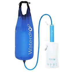 Waterdrop Paille de Filtre à Eau avec Sac à Eau par Gravité, Système de Filtration de Camping Portable, Purificateur d'eau Potable pour la Randonnée et la Randonnée d'urgence