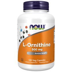 Now Foods, L-Ornithine, 500mg, 120 Vegan Capsules, Lab-Tested, Amino Acid, Gluten Free, Soy Free, Vegetarian