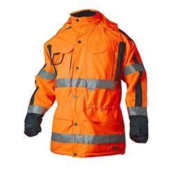 Top Swede 6317-22-06 modell 6317 vind och vattentät parkas jacka, orange/marin, storlek L