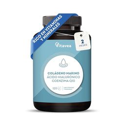 Collagene marino idrolizzato + Magnesio + Acido Ialuronico + Coenzima Q10-120 Capsule - Pelle Radiante, Unghie e Capelli Sani - Giunti e Ossa - Vitamine A, C, D, B12 e Zinco - Vitavea
