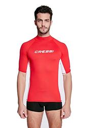Cressi Rash Guard Maillot Manches Courtes Homme en Tissu élastique avec Protection Contre Les Rayons UV du Soleil (UPF) 50, Rouge/Blanc, S/2 (48)