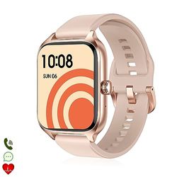 DAM DT116 Smartwatch met hartslagmonitor, snelle toegangsaanduiding, meldingen, spraakassistent-toegang, 3,5 x 1,5 x 4,5 cm, kleur: roze, Normaal