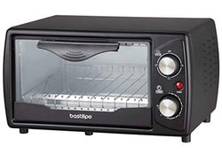 Bastilipo - Mini forno torradeira de 9 litros de capacidade, porta auto-removível, 1000 w, feito de aço, cor preta, Turin Black