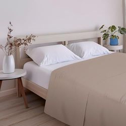 ECOMMERC3 | Sábana Encimera Extrasuave y Confortable Cama 105 - Sábana Encimera Color Tierra Fabricada 100% en España, Transpirable, Fácil Cuidado