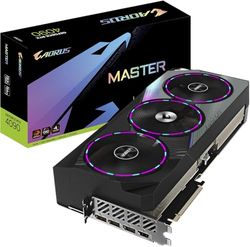 GIGABYTE GeForce RTX 4090 AORUS MASTER 24GB Carte graphique GDDR6X, 384bits, LCD Edge View, RGB fusion, Core 2550Mhz, Metal back plate, DP 1.4, HDMI 2.1a, NVIDIA DLSS 3, GV-N4090AORUS M-24GD