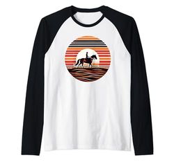 Retro Sunset Horse Riding Horseback Riding Equestrian Horses Maglia con Maniche Raglan