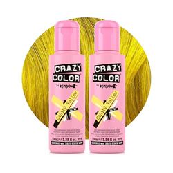 Crazy Color Vibrant Canary Yellow Semi-Permanent Duo Hair Dye. Highly Pigmented Bright Yellow Conditioning & Oil Nourishing Vegan Formula | No Bleach or Ammonia | 200ml