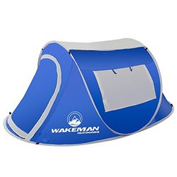 Wakeman Tenda pop-up per 2 persone con porta a doppio strato e borsa per il trasporto, tenda impermeabile per campeggio, escursionismo o spiaggia all'aperto (blu)