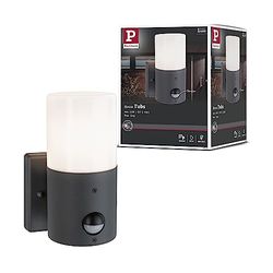 Paulmann 94648 Applique Tubs détecteur Mouvement IP44 Rond Max. 15W Gris dépoli extérieur Métal, Plastique Lumin. Jardin E27