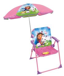 FUN HOUSE Enfant 713603 Gabby ET LA Maison Magique Chaise Pliante JO H.53 X L.38,5 X P.37,5 CM avec Parasol Ø65 CM, Polyester, Rose