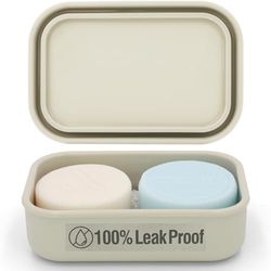 AIMAIAIMAI Enhanced Leak Proof Travel Soap Case, Silicone Soap Container with Draining Layer, Portable Bar Soap Holder for Bathroom, Camping, Gym, Easy to Clean (Off-White)