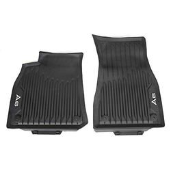 Audi 4K1061501041 Premium Rubber Floor Mats 2 x Front Rubber Mats All Weather Mats Black with A6 Lettering