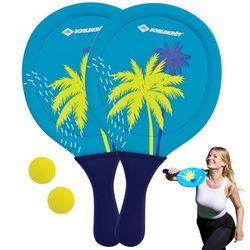 Schildkröt Set da Spiaggia in Neoprene, 2 Racchette e 2 Palline in Borsa a Rete, Ottimo Rimbalzo per Tutta la Famiglia, 970158