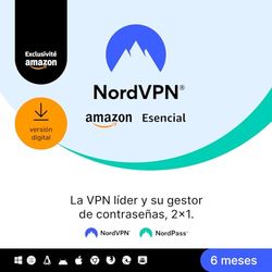 NordVPN Amazon Esencial, 6 meses, VPN y gestor de contraseñas, código digital