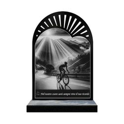 ETERNEL - Targa Funeraria Personalizzata Raggi di Sole - Ciclismo, Ciclista, Bicicletta, MTB - Testo personalizzabile, targa funeraria incisa al laser per omaggio, targa cimitero, funerali esequie