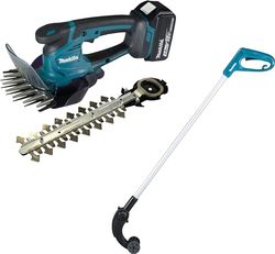 Makita DUM604RFX1 - Tijeras de césped (18 V, 3,0 Ah, 1 batería y Cargador, Incluye alargador de Mango con Rueda)