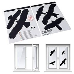 SWISSINNO Autocollants Anti-Collision Oiseaux - Protection Vitres Transparente - Prévention Efficace des Accidents - Usage Intérieur et Extérieur - 5 Silhouettes