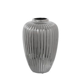 DRW Jarron de sobremesa de Ceramica en Plateado 22x34cm