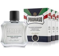 Proraso Balsamo Dopobarba Uomo Protettivo, 3 x 100ml, Dopobarba uomo con estratti di Aloe e Vitamina E, Effetto rivitalizzante, Senza alcol, Made in Italy