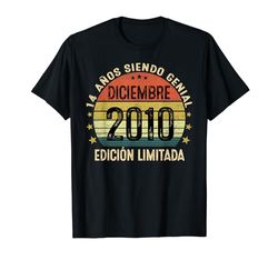 Original 2010 14 Años Cumpleaños Niño Diciembre 2010 Camiseta