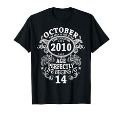 Regalo 14 Años Cumpleaños Hombre Mujer Octubre 2010 Camiseta