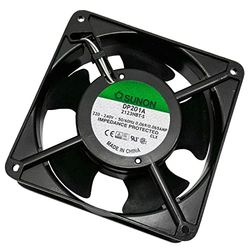 Sunon Ventilateur axial, 120 x 120 x 38 mm, 230 V AC, 10,8 W, 144,4 m³/h, 2550 tr/min, 44 dB (A), 2 roulements à billes, -10 à +70 °C, 2 câbles~ 15 cm, pour ordinateur de bureau, ordinateur
