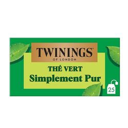 Twinings - Thé Vert Simplement Pur - 25 Sachets - Délicat et Subtil - à Déguster Chaud ou Froid