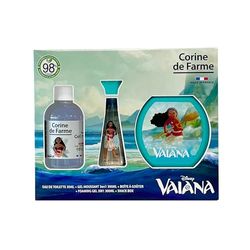 Corine de Farme - Vaiana set med Eau de Toilette 50 ml, skumbad 300 ml och snackslåda, present till flickor - parfym för barn, vanilj doft - 3-i-1 fruktig gel